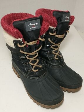Storm By Cougar Creek Waterproof Winter Boots, Red / Black, Size 9, Snow, Cabin